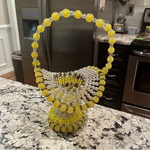 VTG MCM Safety Pin & Bead Basket tramp art granny core mid century vintage